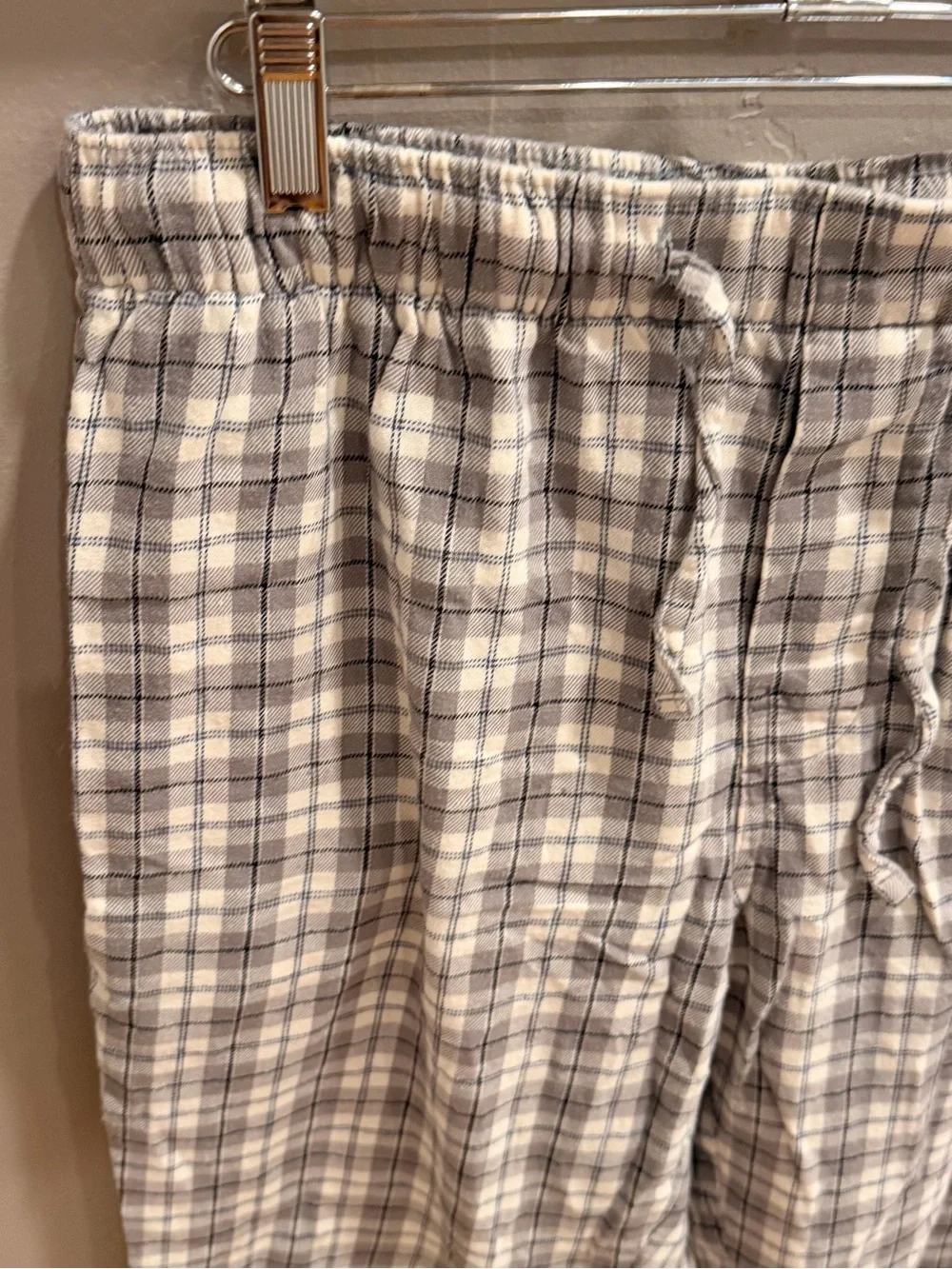 Banana Republic Flannel Gray Plaid Drawstring Lounge Pajama Pants Size M #498